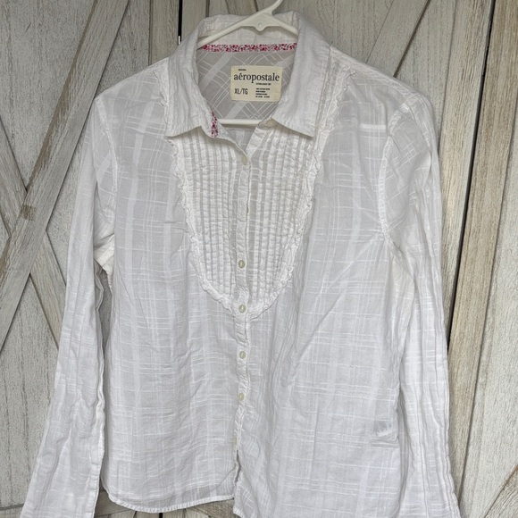 Aeropostale Vintage Y2K tuxedo style White button down - Picture 2 of 10